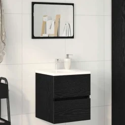 vidaXL Badkamerwastafelkast Zwart Eiken 41x38,5x45 cm Bewerkt Hout