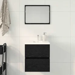 vidaXL Badkamerwastafelkast Zwart Eiken 41x38,5x45 cm Bewerkt Hout