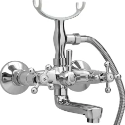 vidaXL Badkraan tweeknops en handdouche chroom