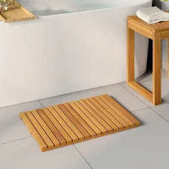 vidaXL Badmat Effen Bruin 60 x 40 cm Hout