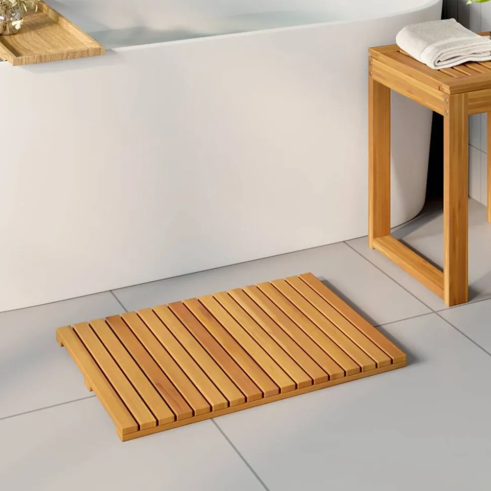 vidaXL Badmat Effen Bruin 60 x 40 cm Hout