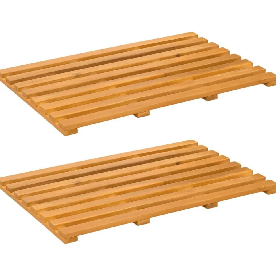vidaXL Badmat Effen Bruin 100 x 53 cm Hout