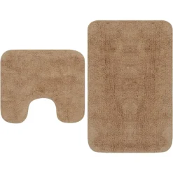 vidaXL Badmattenset stof beige 2-delig