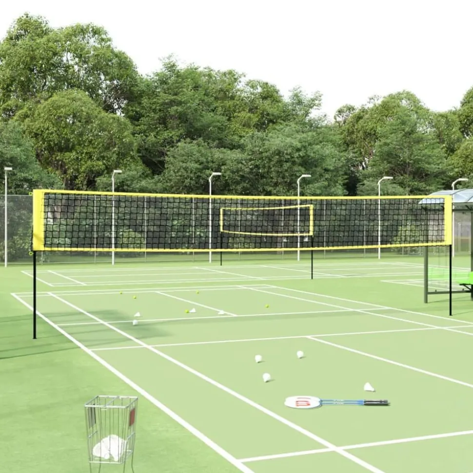 vidaXL Badmintonnet 600x155 cm PE-stof geel en zwart