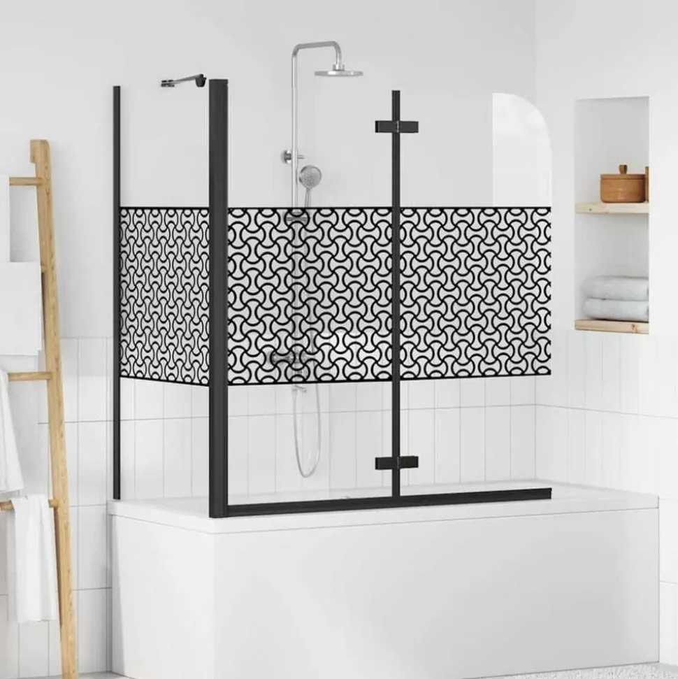 vidaXL Badwand gestreept 120x68x130 cm gehard glas