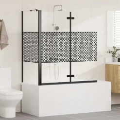 vidaXL Badwand gestreept 120x68x130 cm gehard glas