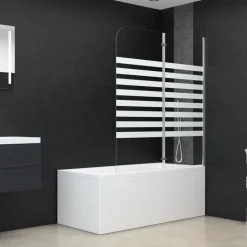 vidaXL Badwand gestreept 120x140 cm gehard glas
