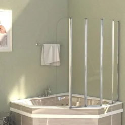 vidaXL Badwand 120x140 cm gehard glas transparant