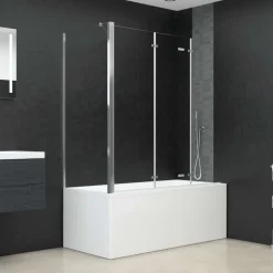 vidaXL Badwand 120x69x130 cm gehard glas transparant