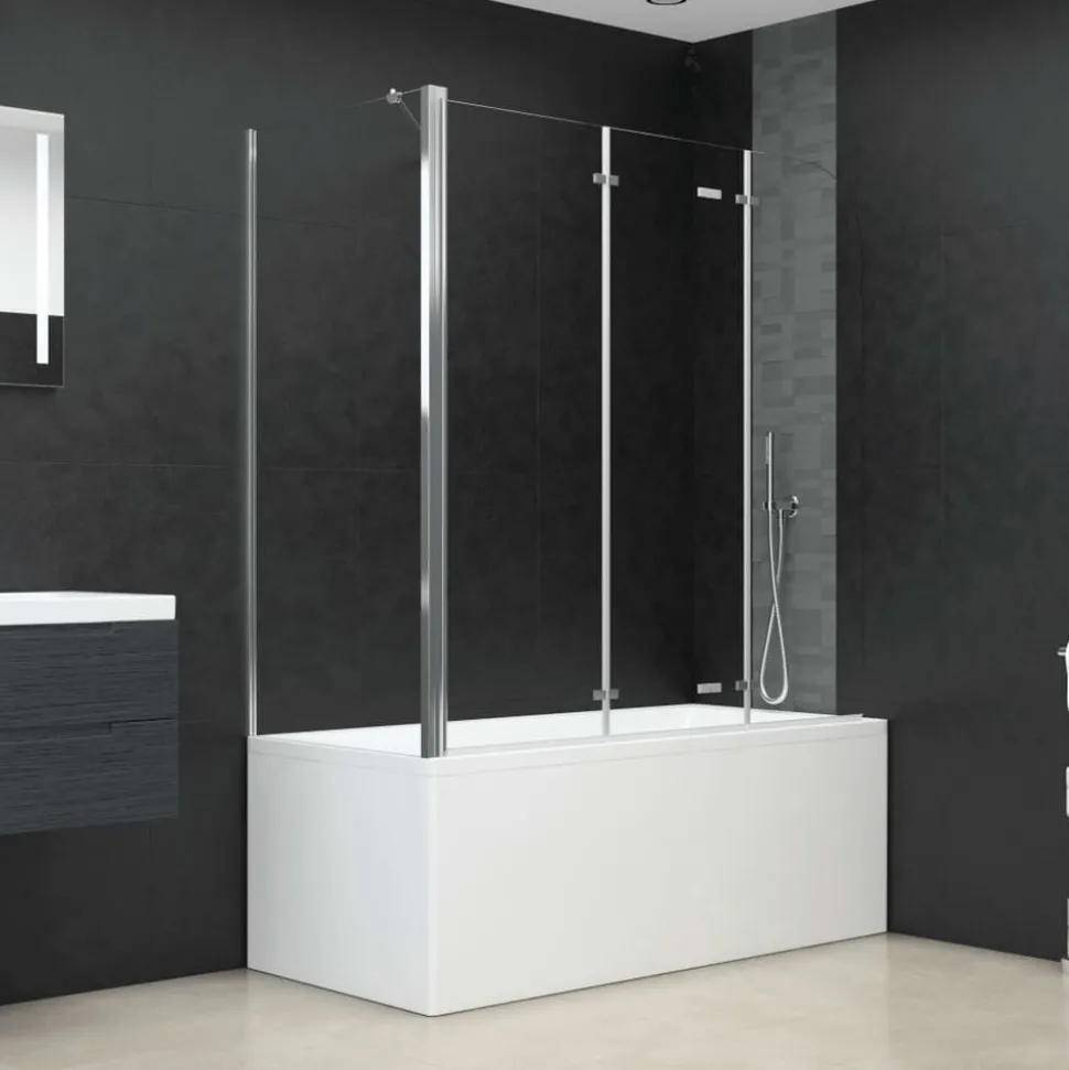 vidaXL Badwand 120x69x130 cm gehard glas transparant
