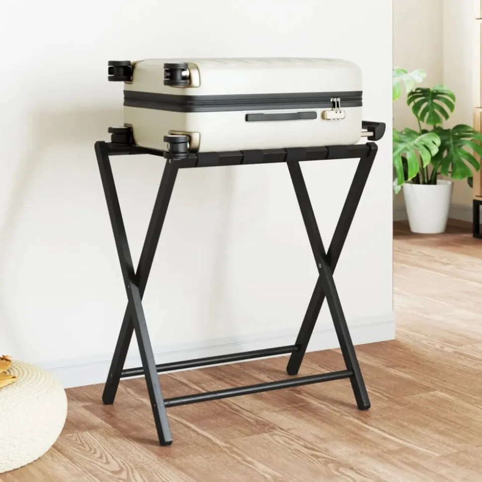 vidaXL Bagagerek 68,5x38x58 cm bamboe zwart