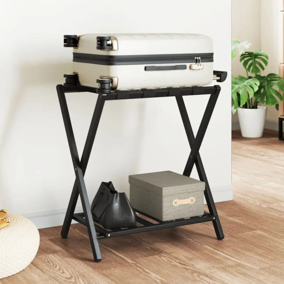vidaXL Bagagerek 68x38x58 cm bamboe zwart
