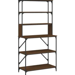 vidaXL Bakkersrek 6-laags 90x40x180 cm bewerkt hout bruin eikenkleur