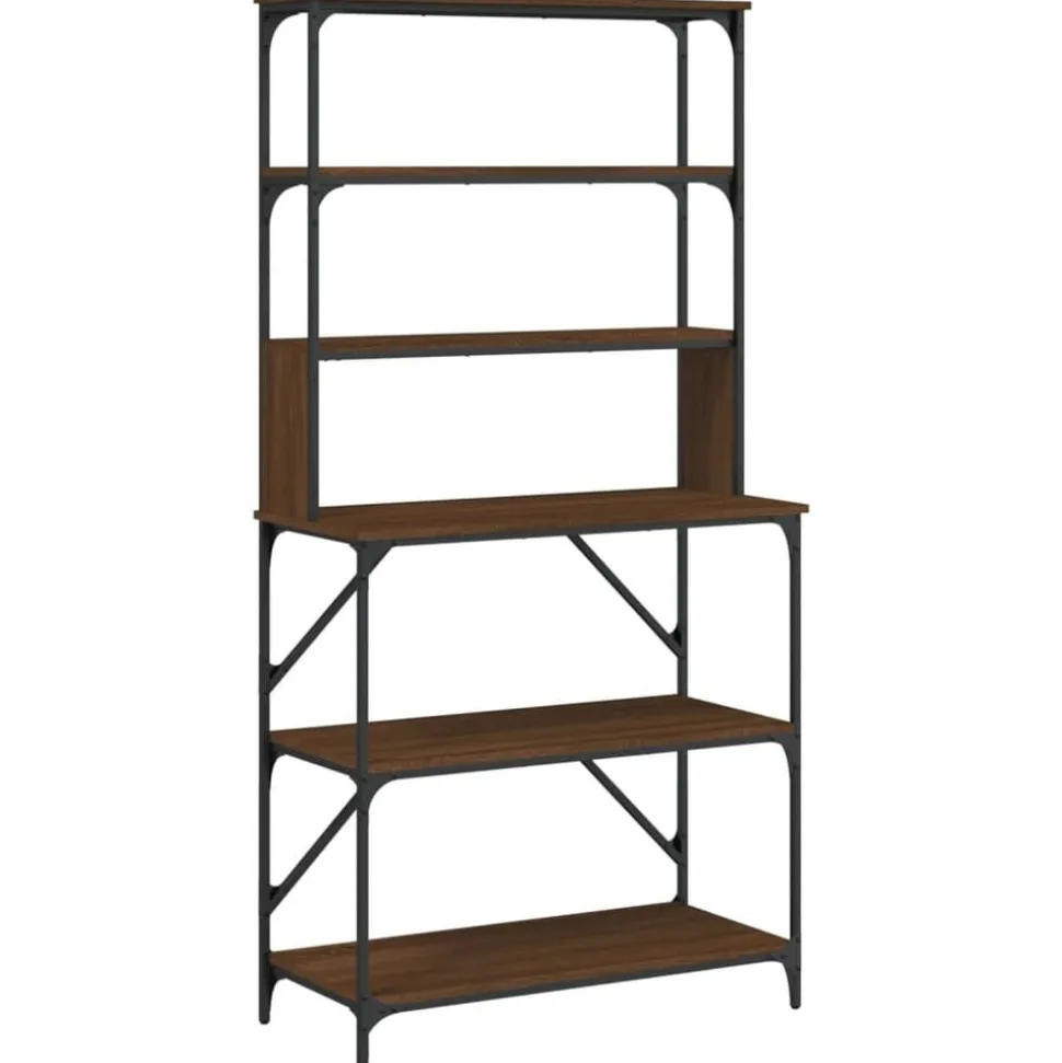 vidaXL Bakkersrek 6-laags 90x40x180 cm bewerkt hout bruin eikenkleur