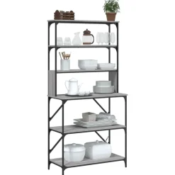 vidaXL Bakkersrek 6-laags 90x40x180 cm bewerkt hout grijs sonoma eiken