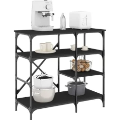 vidaXL Bakkersrek 90x40x84 cm bewerkt hout en metaal zwart