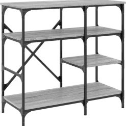 vidaXL Bakkersrek 90x40x84 cm bewerkt hout en metaal grijs sonoma