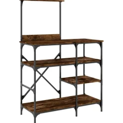 vidaXL Bakkersrek 90x40x132 cm bewerkt hout en metaal gerookt eiken