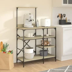 vidaXL Bakkersrek 90x40x132 cm bewerkt hout en metaal sonoma eiken