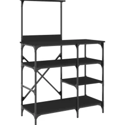 vidaXL Bakkersrek 90x40x132 cm bewerkt hout en metaal zwart