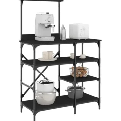 vidaXL Bakkersrek 90x40x132 cm bewerkt hout en metaal zwart