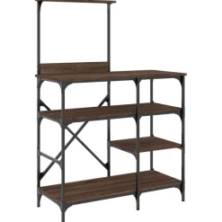 vidaXL Bakkersrek 90x40x132 cm bewerkt hout en metaal bruin eikenkleur