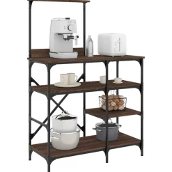 vidaXL Bakkersrek 90x40x132 cm bewerkt hout en metaal bruin eikenkleur
