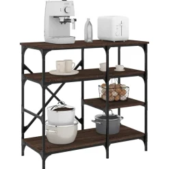 vidaXL Bakkersrek 90x40x84 cm bewerkt hout en metaal bruin eikenkleur