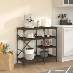 vidaXL Bakkersrek 90x40x84 cm bewerkt hout en metaal bruin eikenkleur