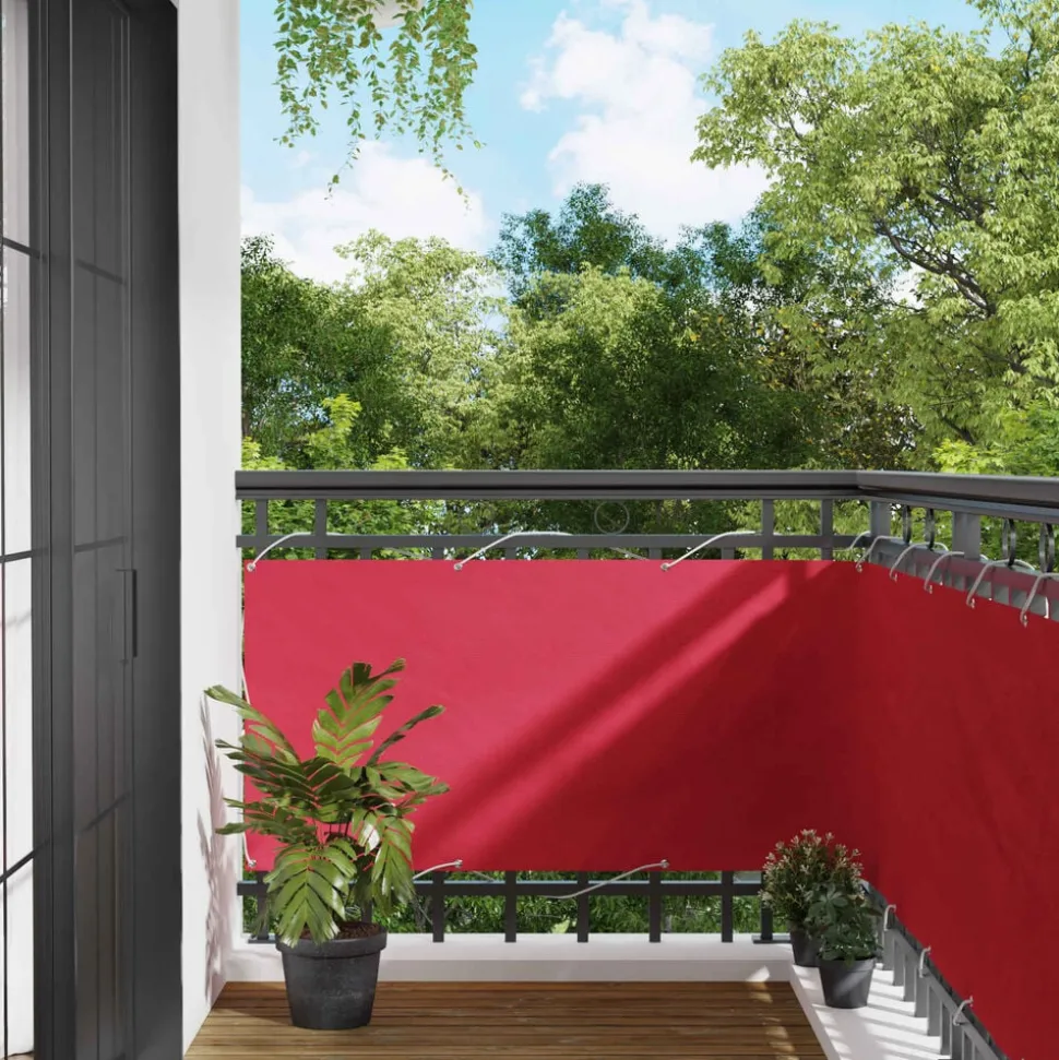 vidaXL Balkon Scherm Bordeauxrood 75 x 200 cm PU gecoat oxford alu