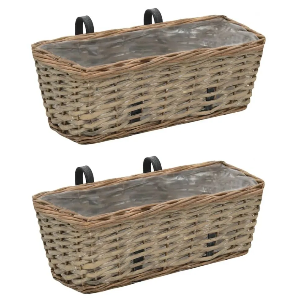 vidaXL Balkonbakken 2 st 40 cm wicker met PE-voering