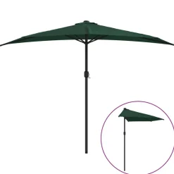 vidaXL Balkonparasol half met aluminium paal 300x155 cm groen