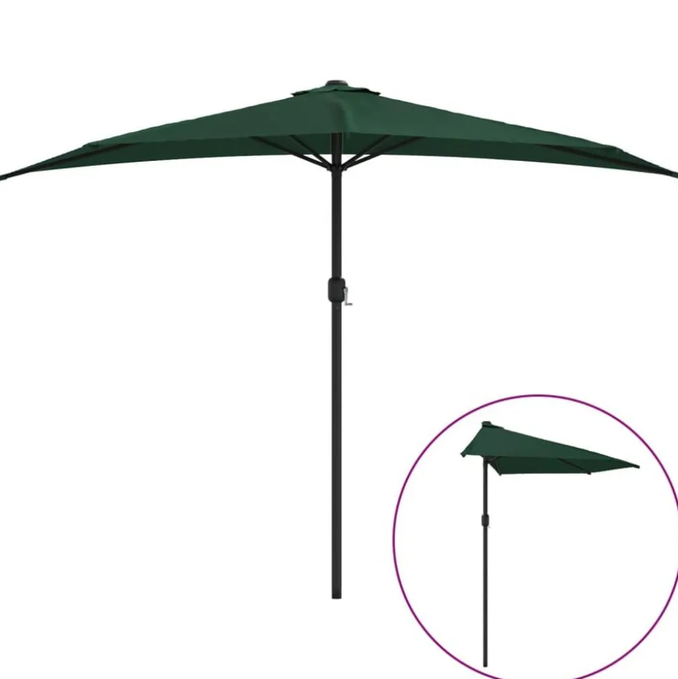 vidaXL Balkonparasol half met aluminium paal 300x155 cm groen