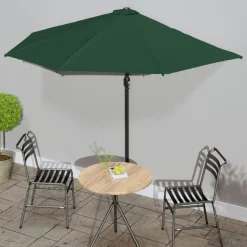 vidaXL Balkonparasol half met aluminium paal 300x155 cm groen