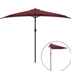 vidaXL Balkonparasol half aluminium paal 300x155x223 cm bordeauxrood