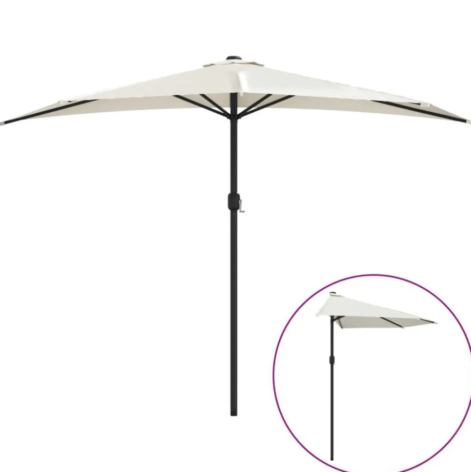 vidaXL Balkonparasol half met aluminium paal 300x155 cm zandkleurig