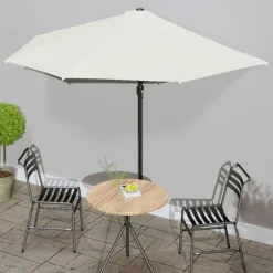 vidaXL Balkonparasol half met aluminium paal 300x155 cm zandkleurig