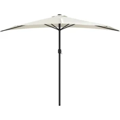 vidaXL Balkonparasol half met aluminium paal 300x155 cm zandkleurig