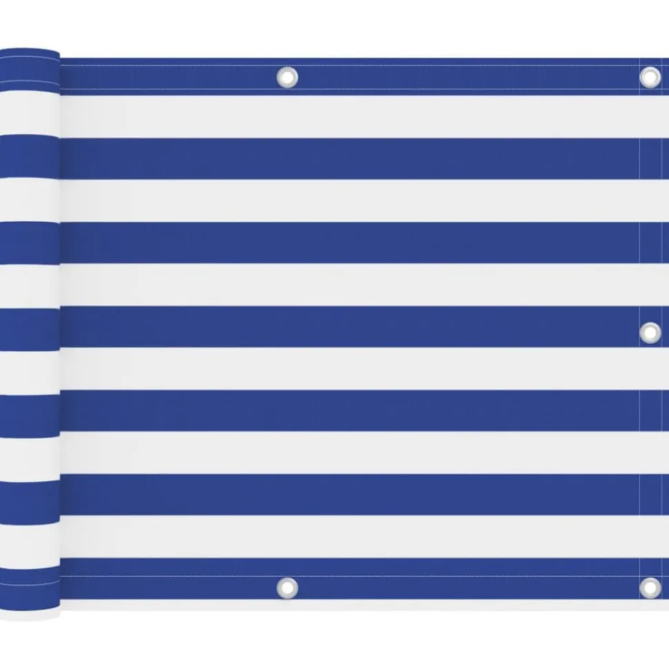 vidaXL Balkonscherm 75x300 cm oxford stof wit en blauw