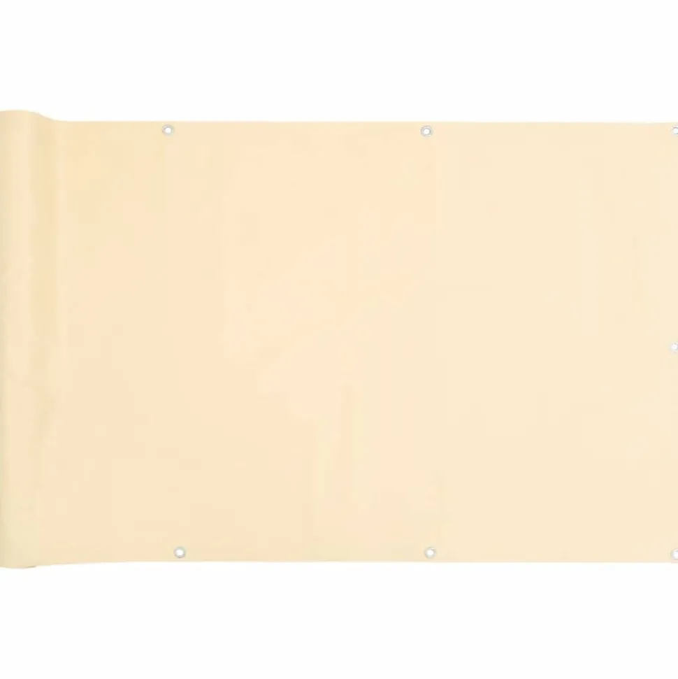 vidaXL Balkonscherm 300x75 cm PVC crèmekleurig