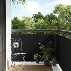 vidaXL Balkonscherm 300x80 cm poly rattan zwart