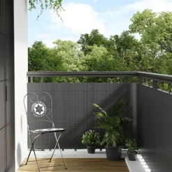 vidaXL Balkonscherm 300x80 cm poly rattan antracietkleurig
