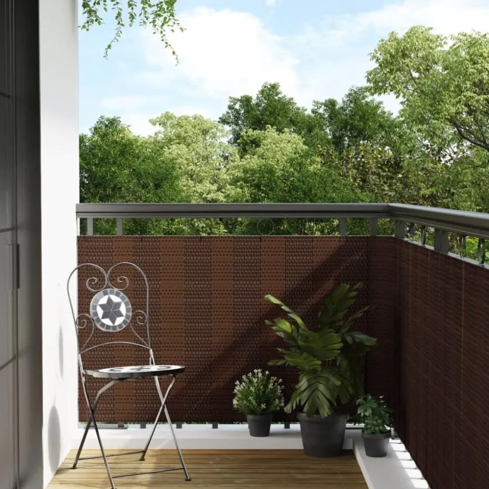 vidaXL Balkonscherm 300x80 cm poly rattan bruin en zwart