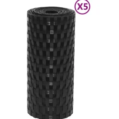 vidaXL Balkonschermen 5 st 255x19 cm poly rattan zwart