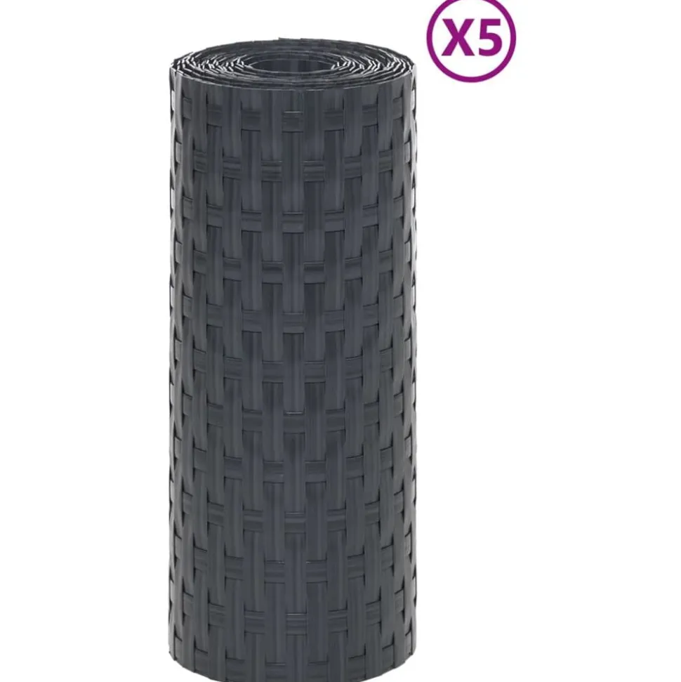 vidaXL Balkonschermen 5 st 255x19 cm poly rattan antracietkleurig