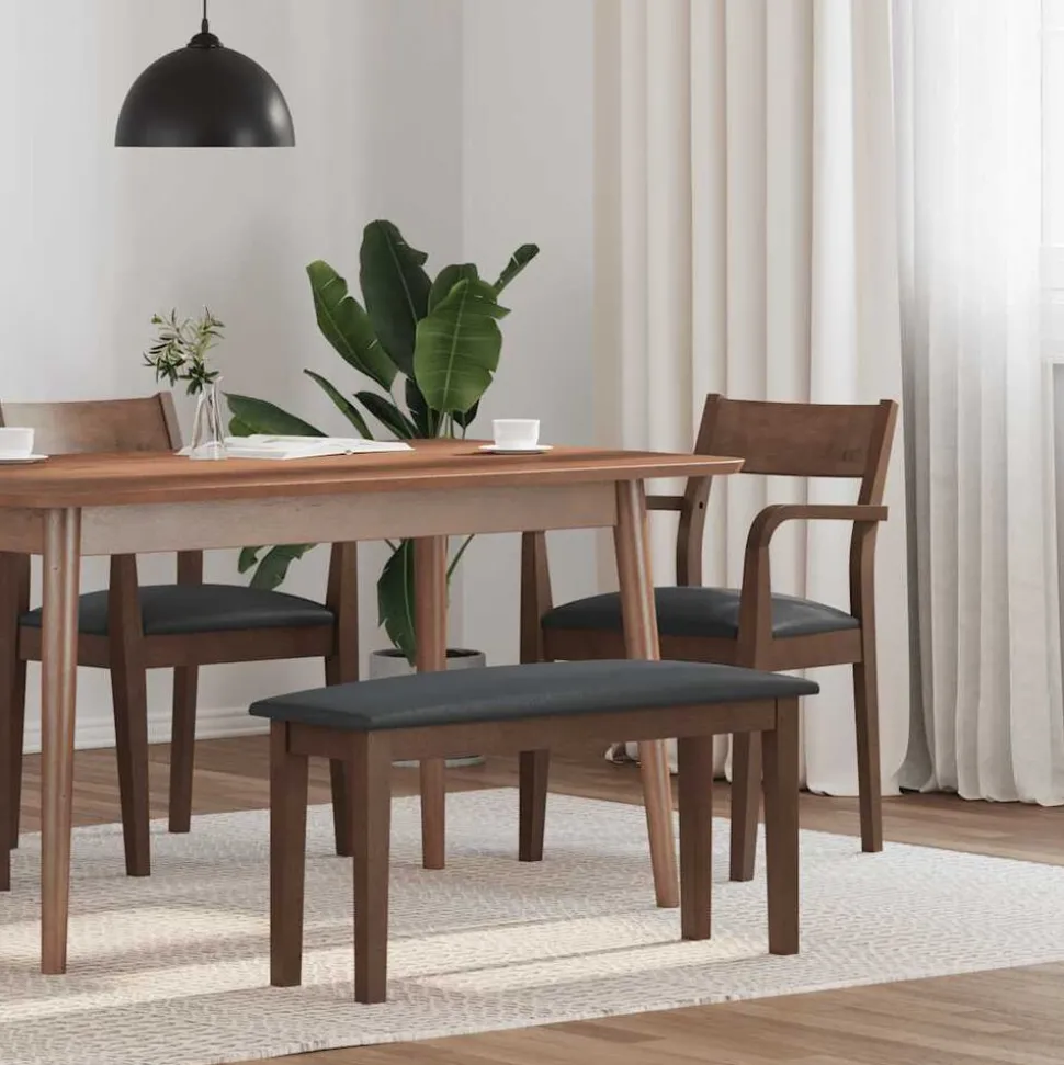 vidaXL Bank 90 cm massief hout rubber bruin