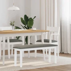 vidaXL Bank 110 cm massief hout wit rubber