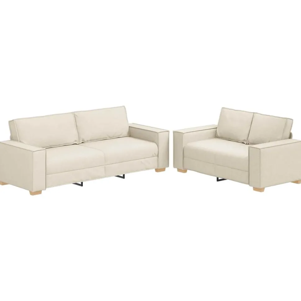 vidaXL Bank 2 pcs Beige 220 x 80 x 84 cm Linnen-mix stof