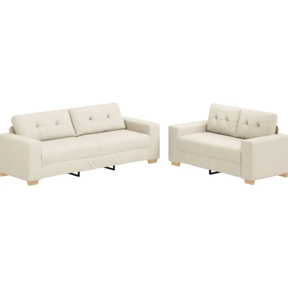 vidaXL Bank 2 pcs Beige 221 x 80 x 80 cm Linnen-mix stof