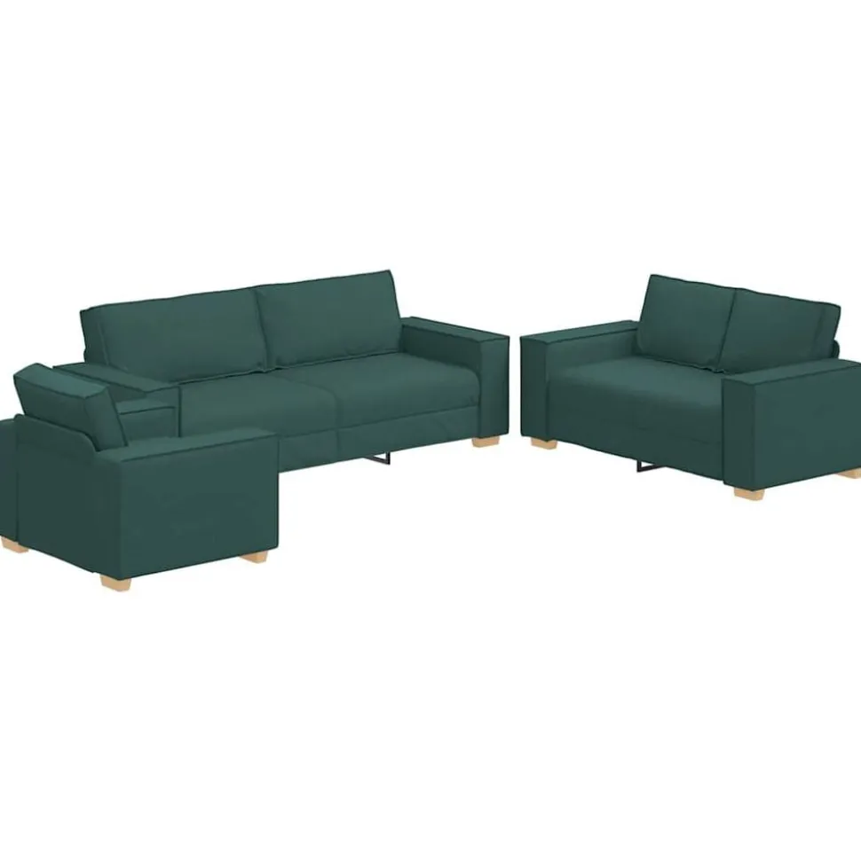 vidaXL Bank 3 pcs Donkergroen 220 x 80 x 84 cm Linnen-mix stof